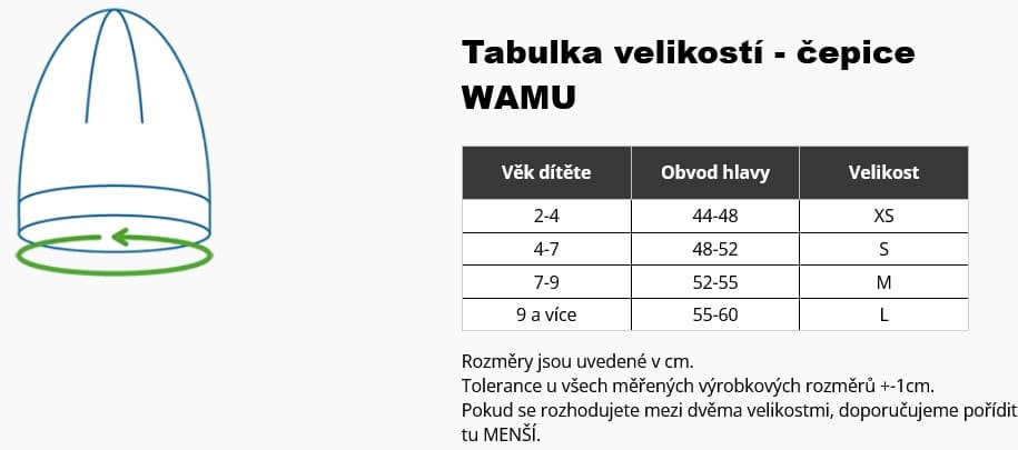WAMU - čepice - velikostní tabulka_1